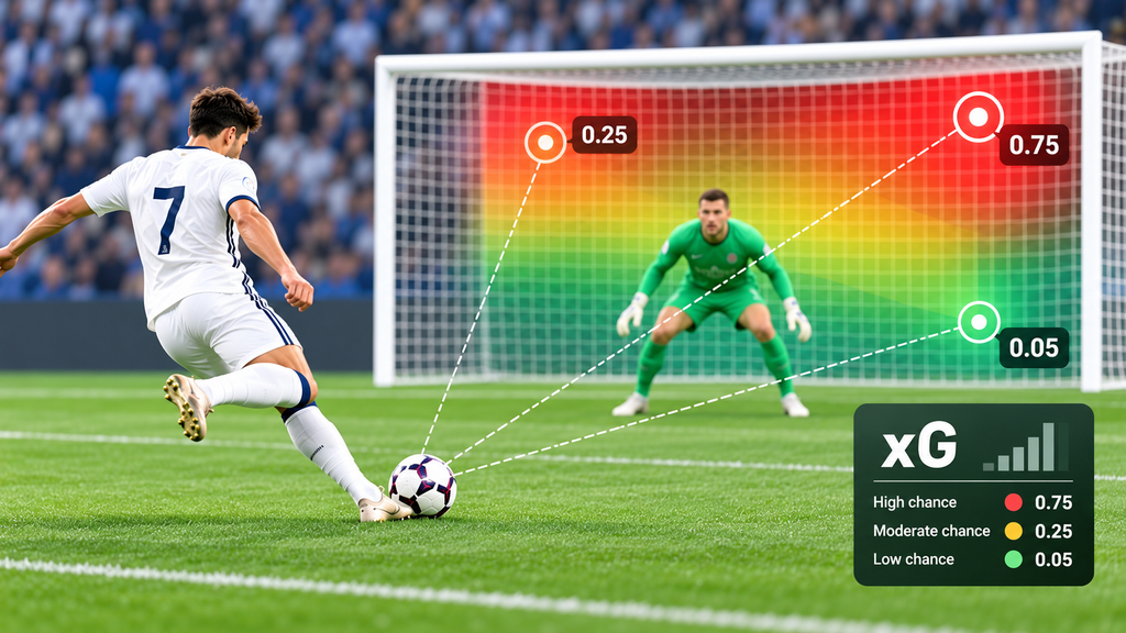 Illustration of a football shot explaining what is xG in football